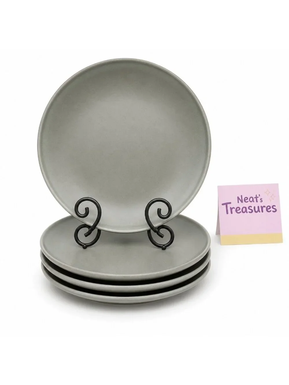 Project 62 Target AVESTA Glossy Gray Stoneware Smooth Coupe Dinner Plates Set 4